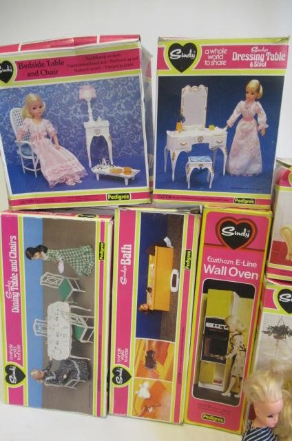 Seven Sindy dolls and a large quantity of clothing and equipment Image