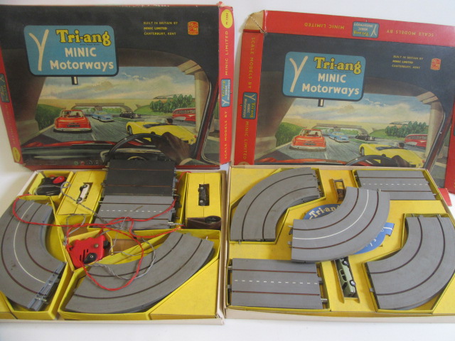 Playworn Minic Motorway Sets with three cars and track Image