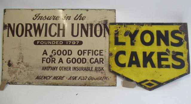 Enamel post sign for Lyons Cakes Image