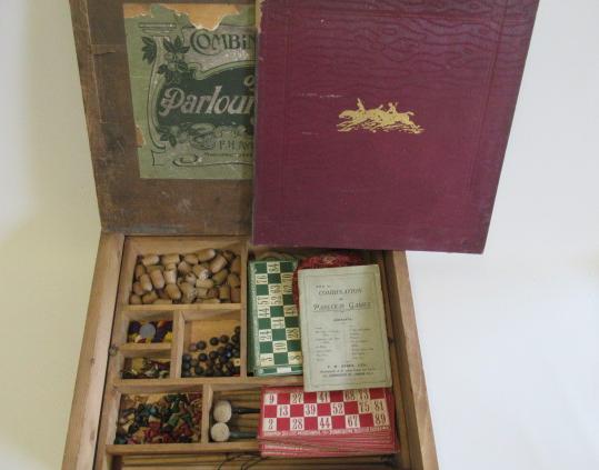 F.H. Ayres Combination of parlour games in wooden box Image