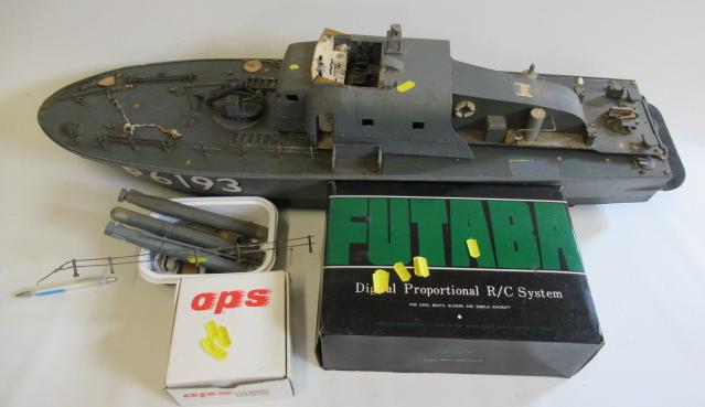 Radio controlled Torpedo boat of wood construction fitted with electric motors Image