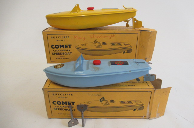 Two boxed Sutcliffe Comet clockwork speed boats Image
