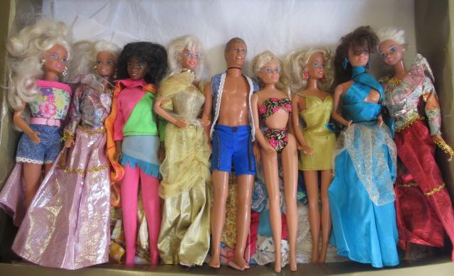 Eight various Barbie dolls and a Ken Image