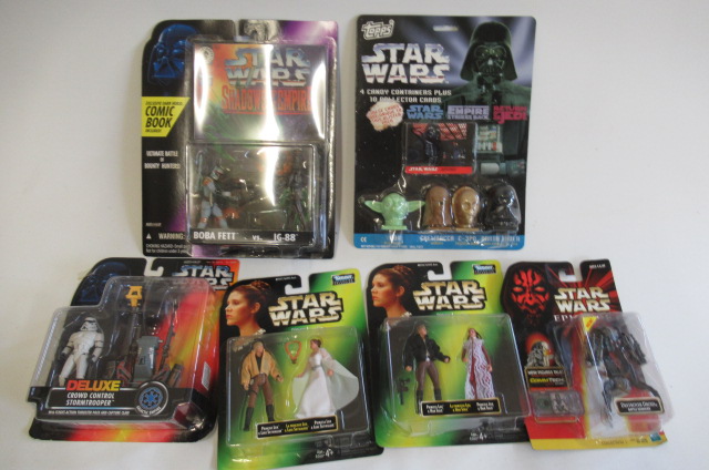 Six Hasbro Kenner Star Wars toys and figures comprising Boba Fett VS. IH-88 Image
