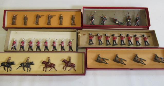 Six boxes of British soldiers from unknown manufacturers including Guards Image