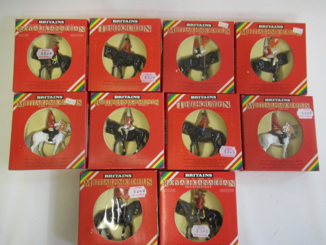 Ten Britains figures on horseback including H.M. Queen Elizabeth Image