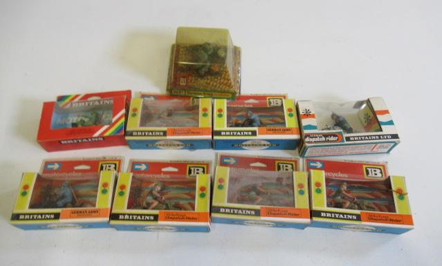 Nine Britains Military Motorcycles comprising U.S. Despatch Rider Image