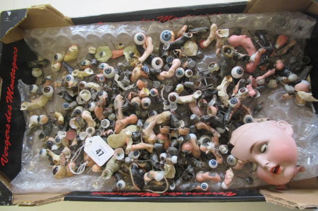 A large collection of glass dolls eyes on rockers Image