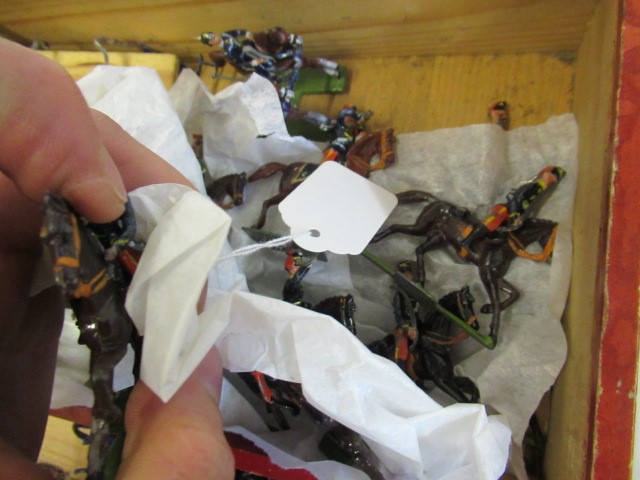 Ponton Train Set of late 19th century soldiers in wooden box marked Made in German Image