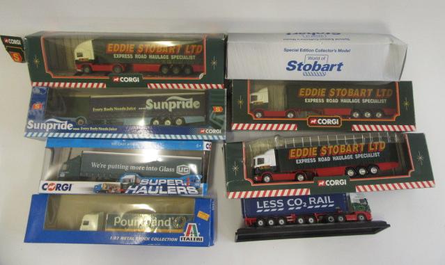 Eight diecast haulage trucks including Eddie Stobart and others Image