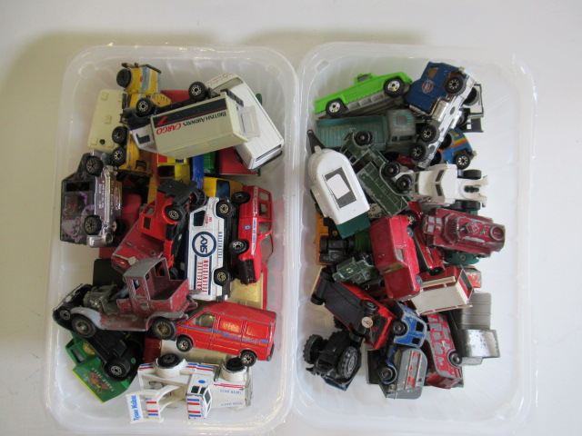 Playworn diecast vehicles by Matchbox and others including cars Image