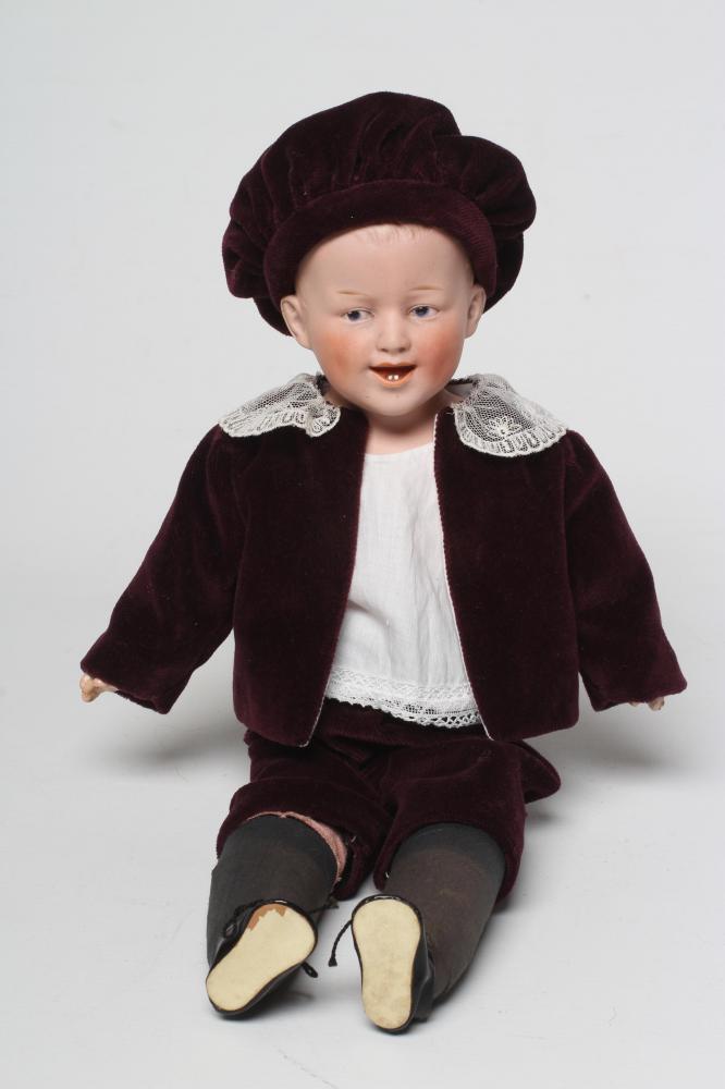A Gebruder Heubach bisque shoulder head character boy doll Image