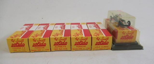 Six Solido re-issues of F1 racing cars comprising Porsche Spider Image