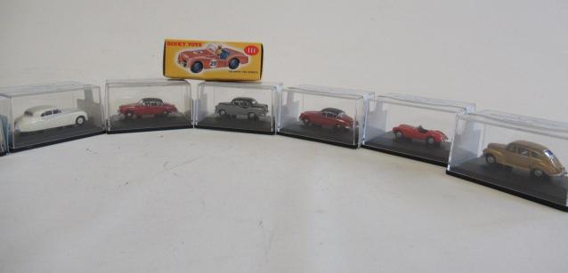 Seven Oxford Railway scale cars and an Atlas Editions Dinky TR2 Image
