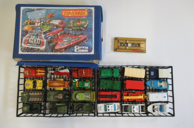 Matchbox Carry Case with twenty four Matchbox vehicles from the 1980's Image