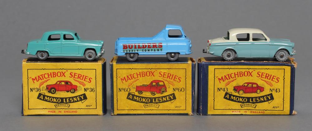 Three Moko Lesney vehicles comprising No 36 Austin Cambridge MW Image