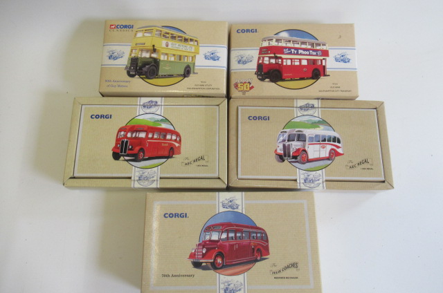 Five Corgi Classic Bus Models comprising two Guy Arab Image