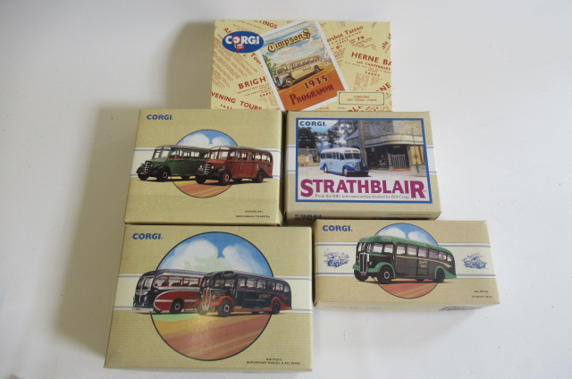 Five Corgi Bus Models comprising three AEC Image