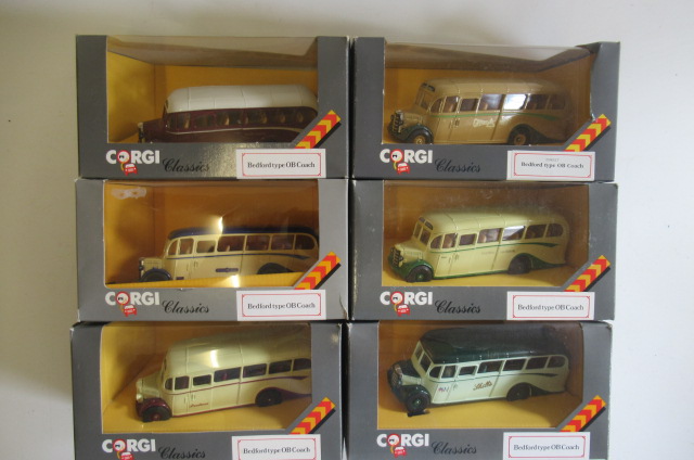 Six Corgi Classic Bus Models comprising six Bedford OB coaches Image