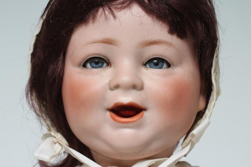 A Porzellanfabrik Burggrab "Das lachende Baby" bisque socket head character doll Image