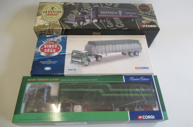 Three Corgi vehicles comprising CC12917 Scania Livestock Transporter Image