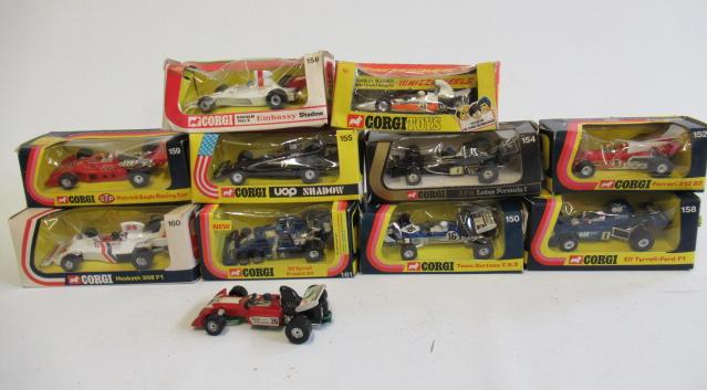 Eleven Corgi F1 race cars comprising Yardley M19A Image
