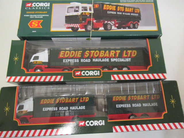 Three Eddie Stobart trucks comprising Ford Transcontinental Image