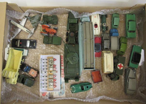 Twenty eight Dinky vehicles including tank transporter with tank Image