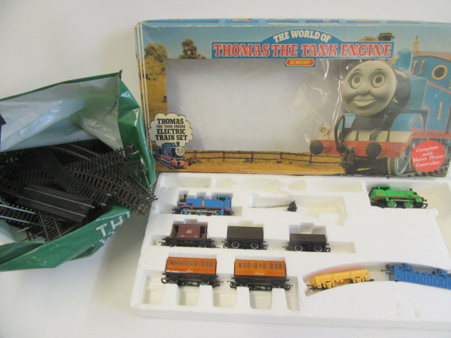 Playworn Thomas The Tank Engine Train Set and a quantity of track Image