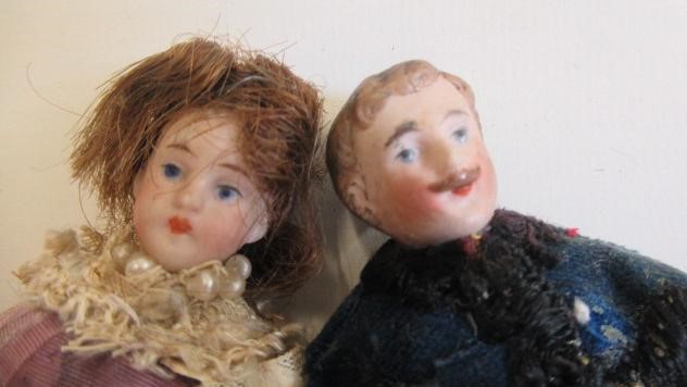 Two bisque shoulder head dolls house dolls Image