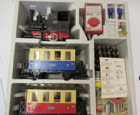 L.G.B. Train Set with 0-4-0 locomotive and two coaches Image