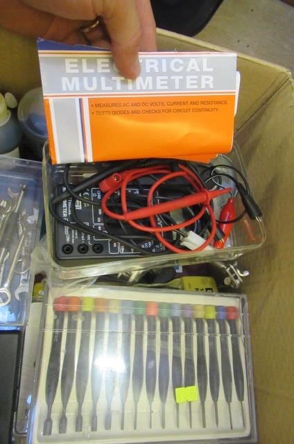 A quantity of railway paints model making tools including knife Image