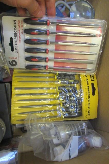 A quantity of railway paints model making tools including knife Image