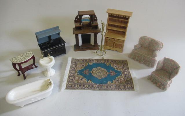 A box of doll's house furniture Image