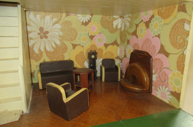 A scratch built doll's house and contents Image