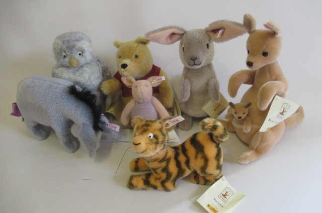 Seven Steiff Winnie the Pooh characters Image