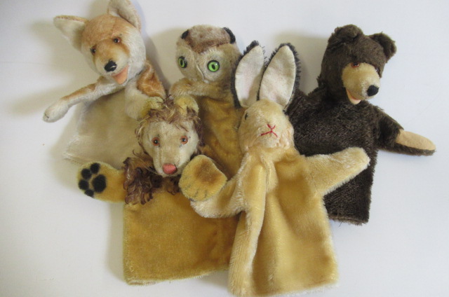 Five vintage plush puppets Image