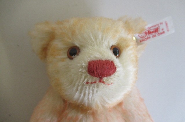 A boxed Steiff teddy bear set "Hello 2000 Good-Bye 1999" containing a blue and a pink bear Image