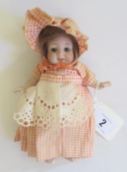 An all bisque miniature mignonette dolls house doll Image
