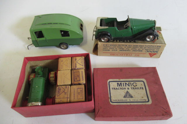 Minic clockwork tractor and trailer Image