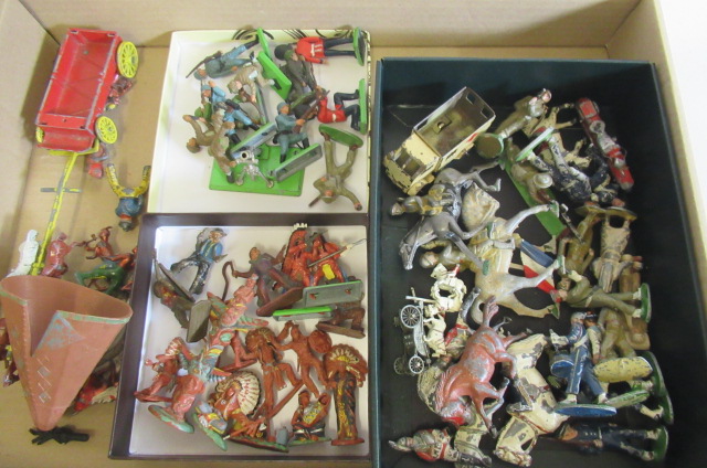 Lead and plastic figures including WW2 soldiers Image