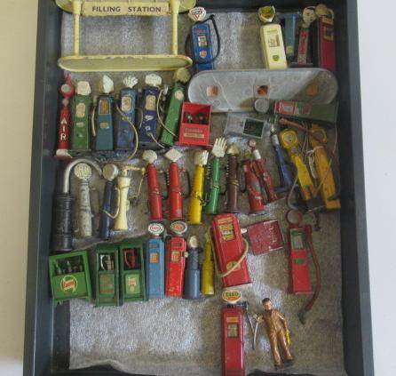 Petrol pumps and filling station equipment by various makers including Britains pump and attendant Image