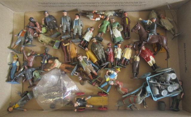 Farm workers by Britains and others including farmer on horse Image