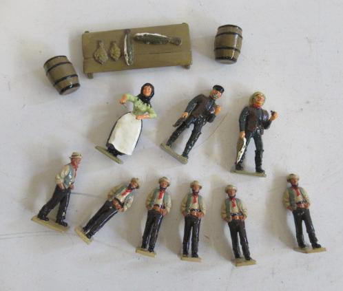 50mm solid cast figures Whitby Fish Folk nine figures and fish stall Image