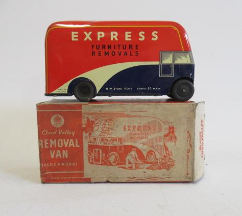 Chad Valley clockwork tinplate removal van Express Furniture Removals in red/blue Image