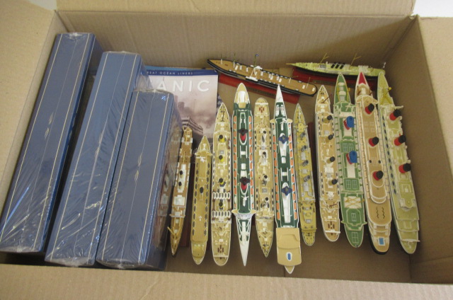 Sixteen small scale 1:700 passenger ships Image