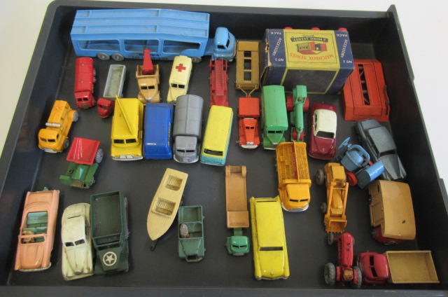 Thirty unboxed Matchbox vehicles including car transporter Image