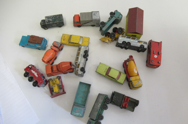 Playworn Matchbox vehicles including cars Image