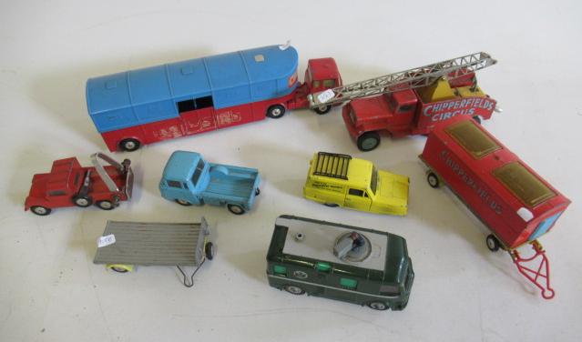 Playworn Corgi Commercial vehicles including circus horse box Image