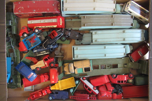 Playworn Dinky vehicles including car transporters Image